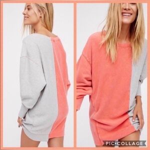 Free People Coral and Gray Colorblock Dress